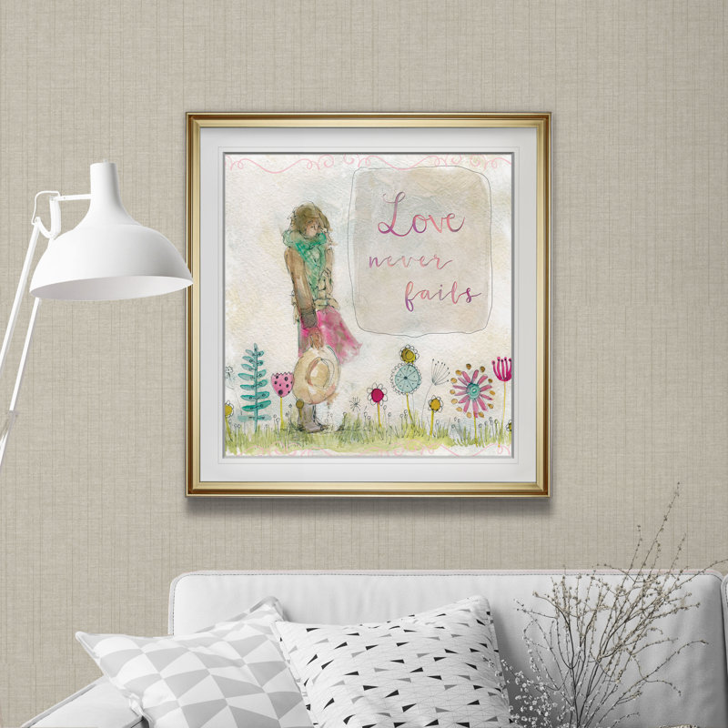 " Sketchbook Love ", 23" H x 23" W x 1.5" D, Gold Framed