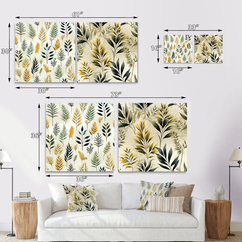 Tranquil Ferns II - Ensemble de 2 plantes murales en acrylique, H 16 po x l 33 po