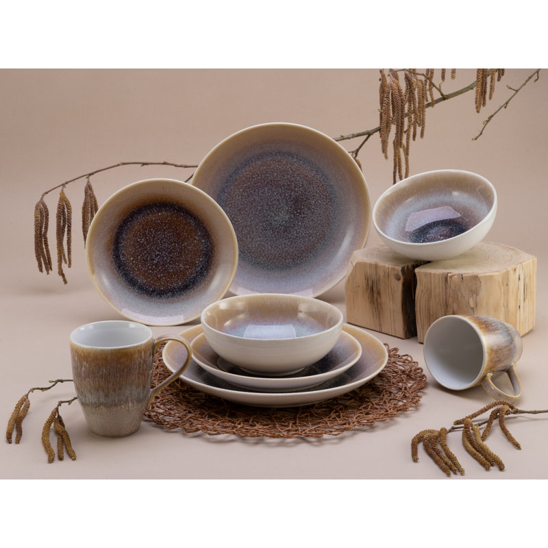 Creatable 25864, Caldera Sand collection, 8 piece dinnerware set, Sand
