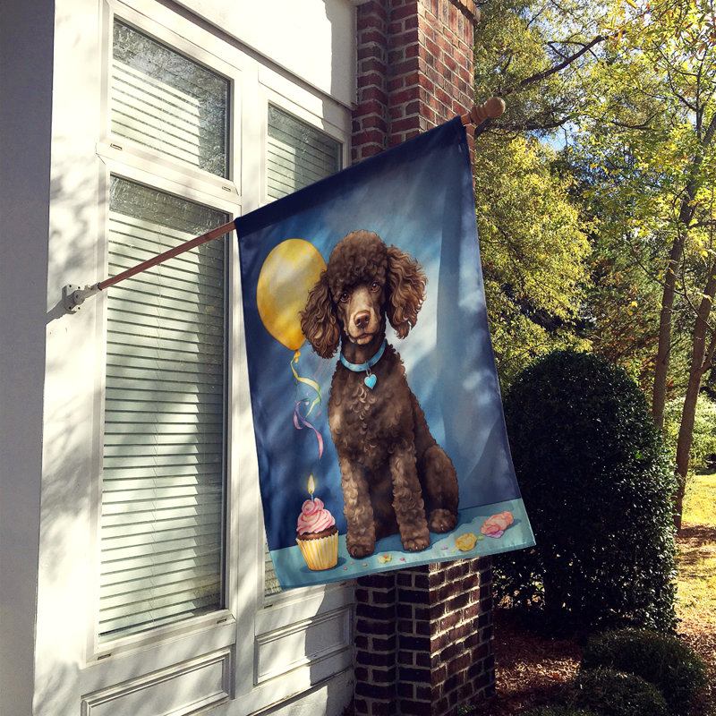 Drapeau «Happy Birthday House», Caniche chocolat standard