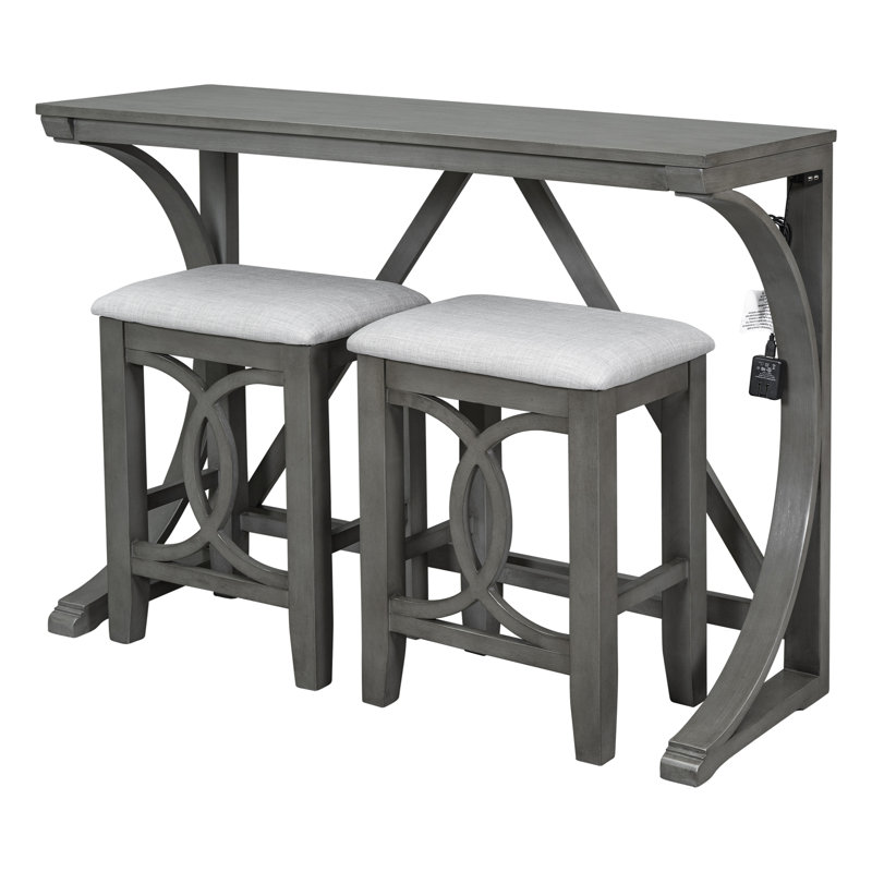 Ensemble de salle à manger 2 personnes à hauteur de comptoir, gris, Gris