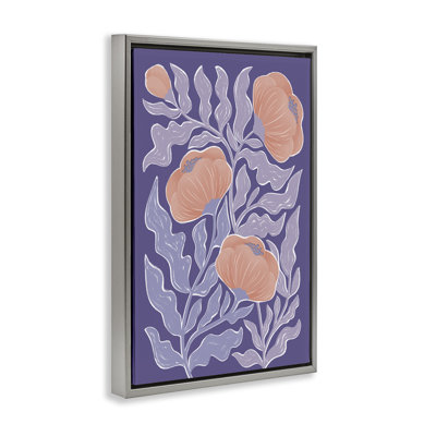 Cadre flottant Mid-Century mauve coquelicots, design par Martina Pavlova