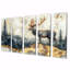 «Golden Deer Landscape Grace In The Forest II», art mural animal cerf, ensemble de décorations murales modernes-514106552