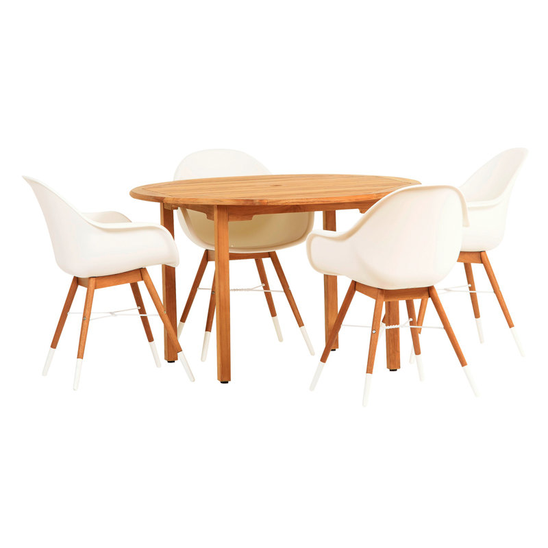 Kessinger 4 - Person Teak Patio Dining Set with Oval Table