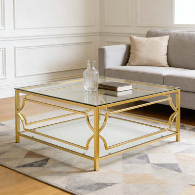 33.5" Square Glass Coffee Table