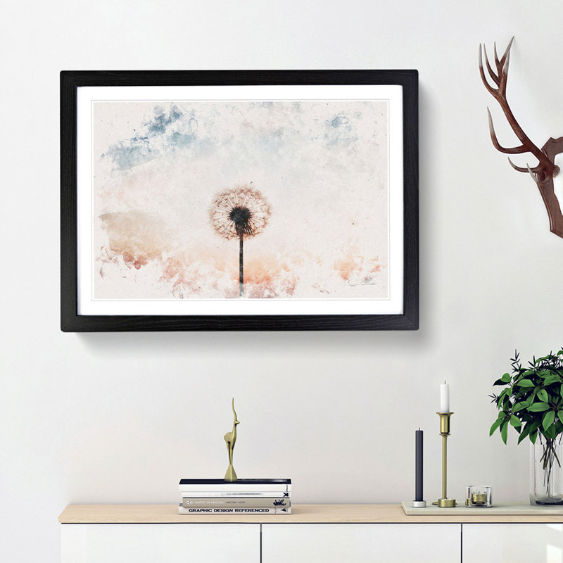 Dandelion - Picture Frame Painting, 36cm H x 48cm W x 2cm D, Black Framed
