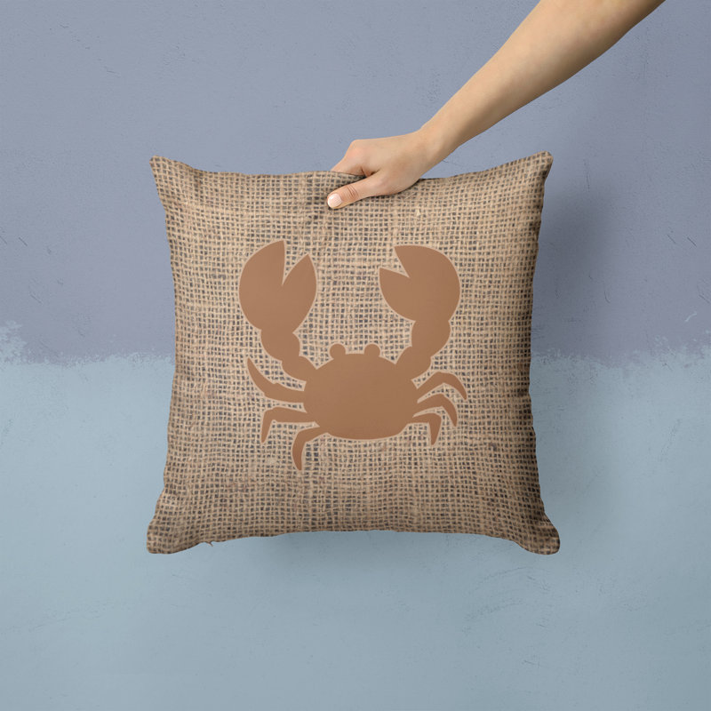 Coussin Crab Crab, Brun, H 14 po x l 14 po x P 4 po