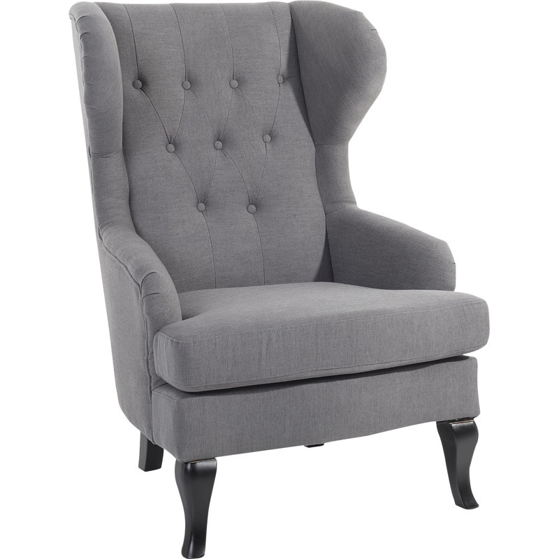Aleshia Upholstered Wingback Chair, Grey