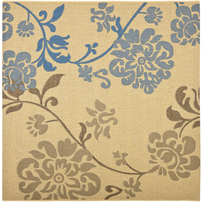 Marpain Performance Floral Indoor/Outdoor Area Rug, Square 6'7"