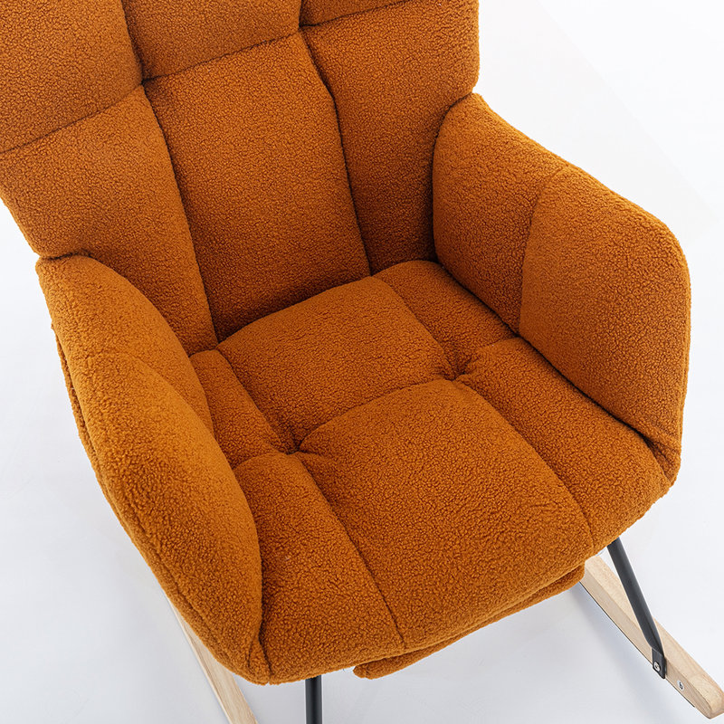 Chaise berçante en tissu avec repose-pieds Teddy, Caramel