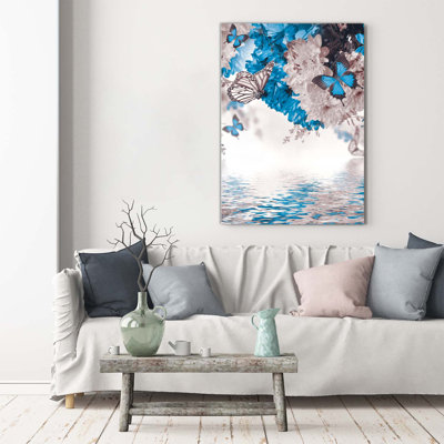 Flowers And Butterflies - Wrapped Canvas Print