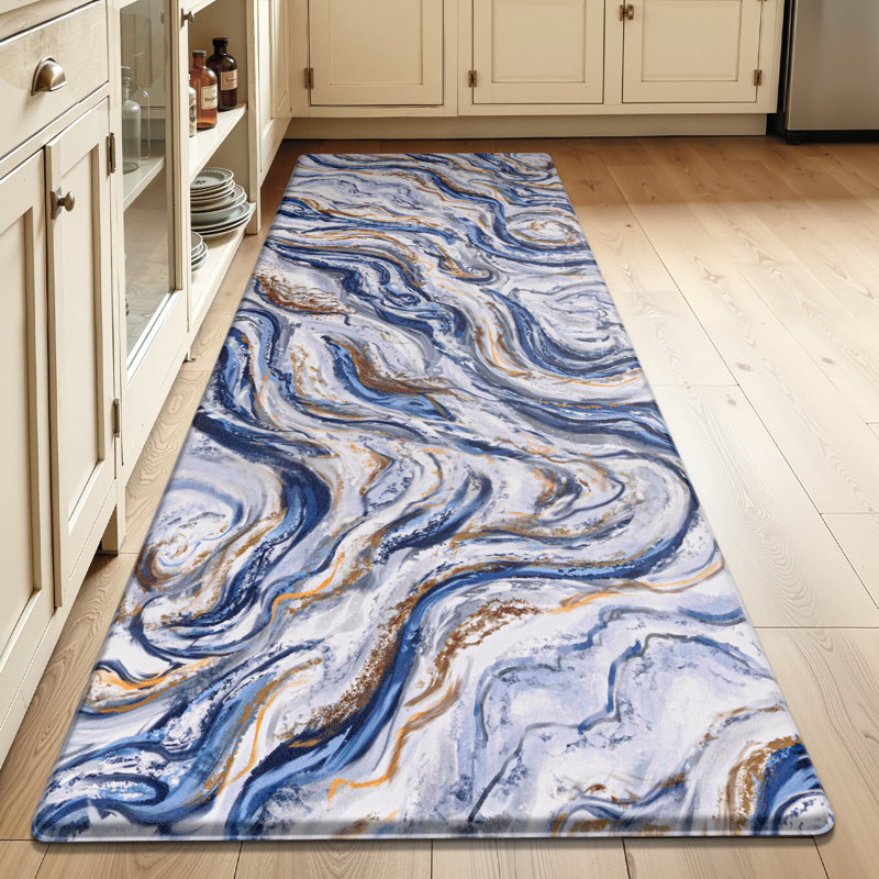 72" x 24" Anti-Fatigue Non-Skid Kitchen Mat, Blue