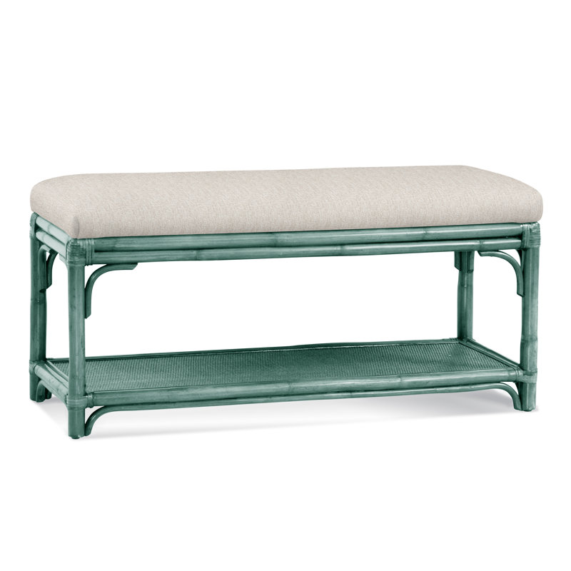 Summer Retreat Wicker Shelf Storage Bench, Havana, Snow Crypton Performance; 0884-91