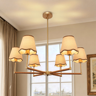 6 - Light 31'' Tradictional/Classcial Chandelier With Rattan Empire Shade