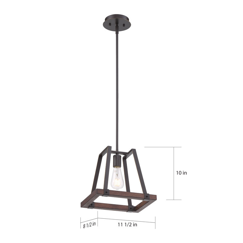 Luminaire suspendu simple à 1 lumière Bouck, Bronze acajou / Bois de muscade