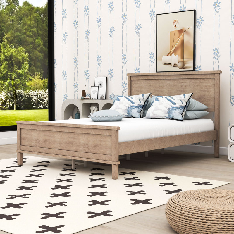 Lit plateforme en bois avec tête de lit, Lit double