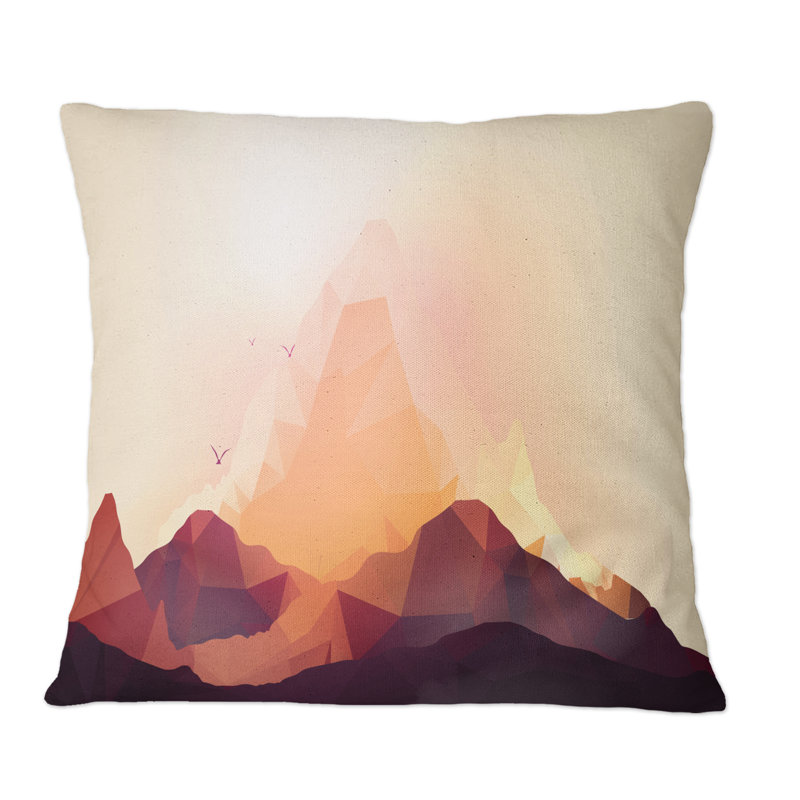 Coussin Geometric Mountain And Sunset I - Country, 16 po x 16 po