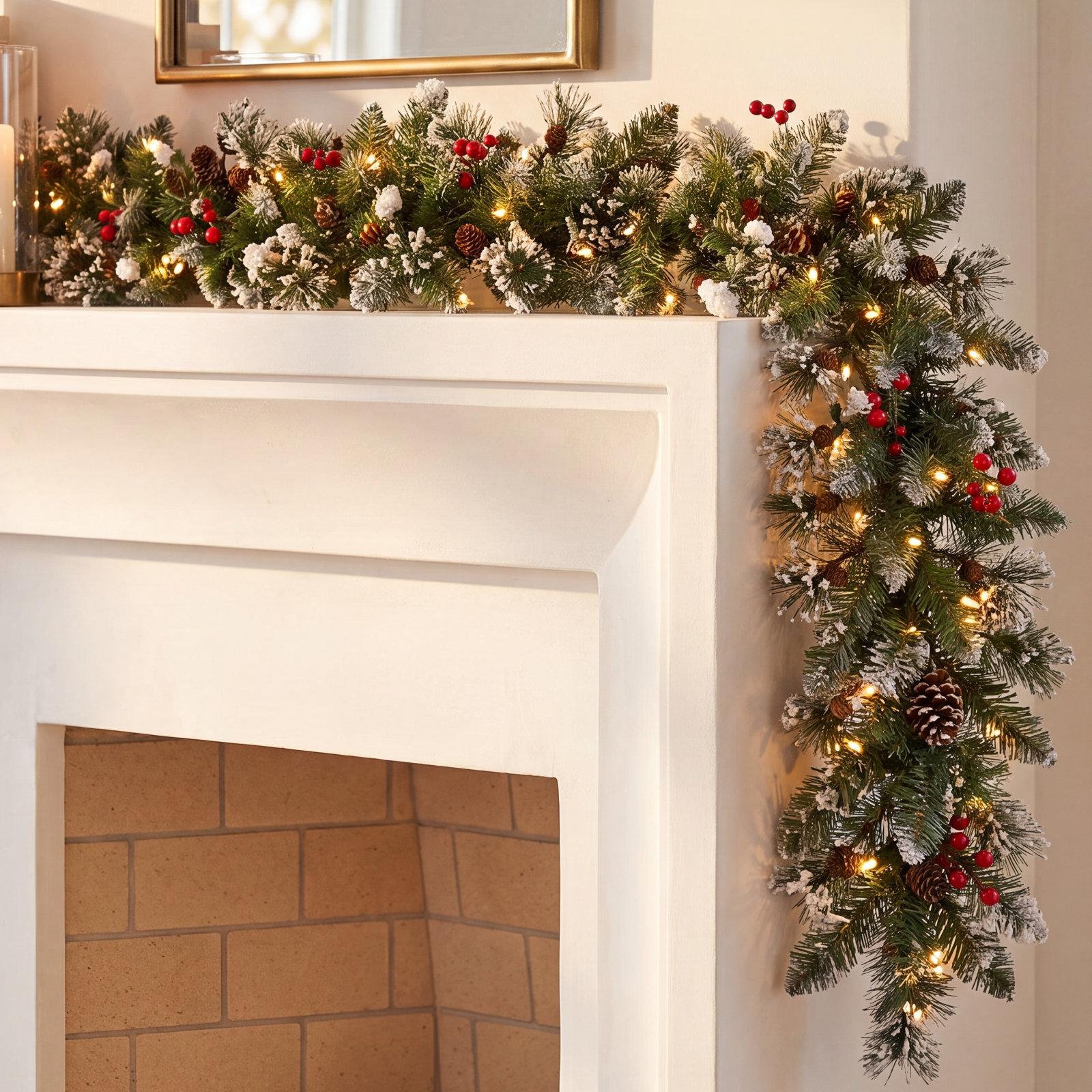 108" Frosted Pre-Lit Pine Garland