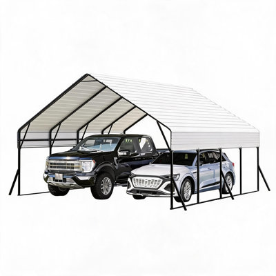 Abri d'auto en acier robuste 13 x 26 x 11 pi, 100MPH de résistance au vent / 35PSF pour la neige, abri toutes saisons pour véhicules récréatifs, camions et bateaux