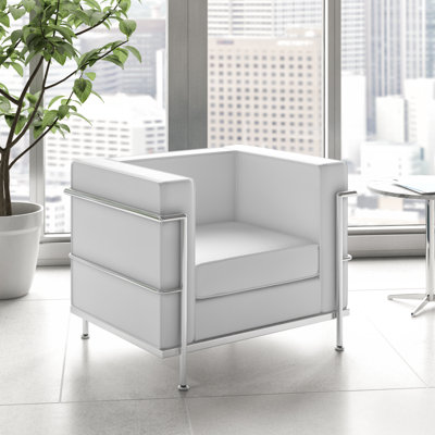 Igballe Contemporary LeatherSoft Chair with Double Bar Encasing Frame