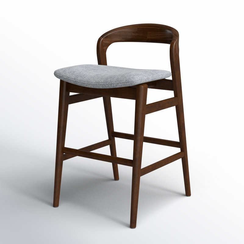 Modern Brazilian Velma Counter Stool, Essence Gray/Ebano Frame, Counter Stool (25.25" Seat Height)