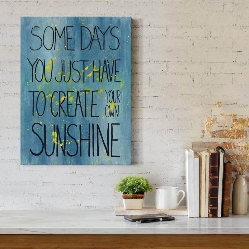 Sunshine - reproduction d'art textuel sur toile tendue, H 27 po x l 18 po x P 1 po