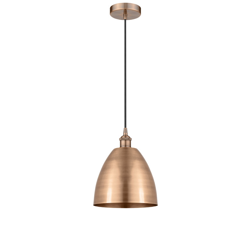 Luminaire suspendu conique à 1 lumière, Cuivre antique, Noir mat, H 12,88 po x l 9 po x P 9 po