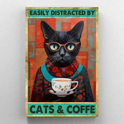 «Kreda Easily Distract By Cats And Coffee», impression sur toile