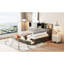 Lit de jour gris avec structure en bois, tiroirs de rangement, tableau souple supérieur et dispositif - Alimentation de charge pour les appareils en bois, avec 3 tablettes, électronique pratique-1304905489-1304905500