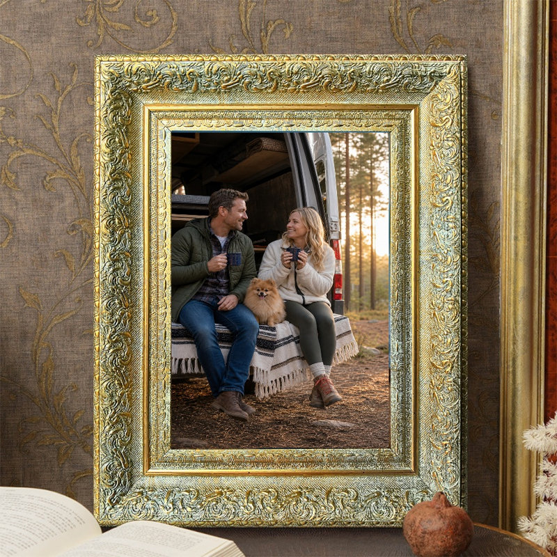 Cadre photo mural 8 pièces x 8 po or antique 8 po pour décoration de bureau, Antique Gold, 1, 8" W x 10" H