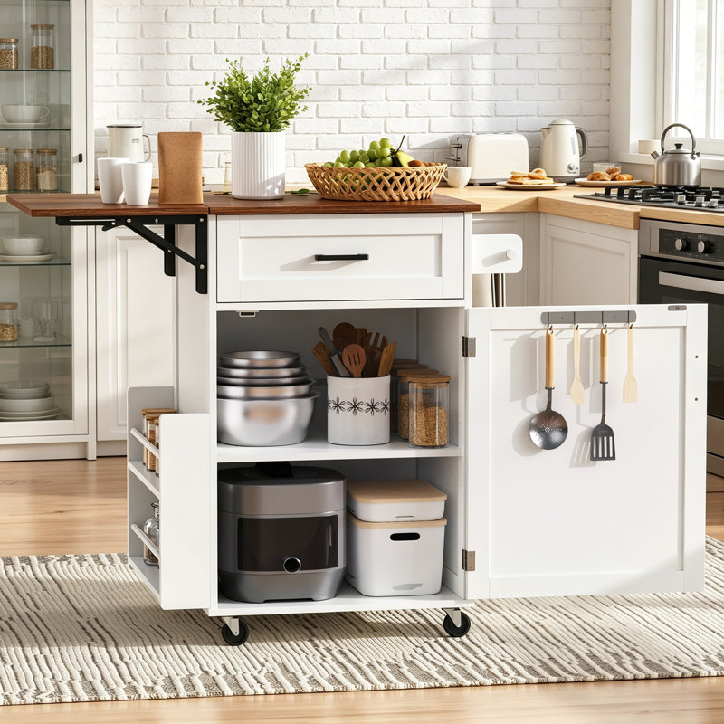 Kitchen Island Cart, White