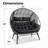 Outdoor Oversized 2-Person Wicker Egg Chair with Waterproof Cover, Double Egg Chair Loveseat with Cushions-1487324685