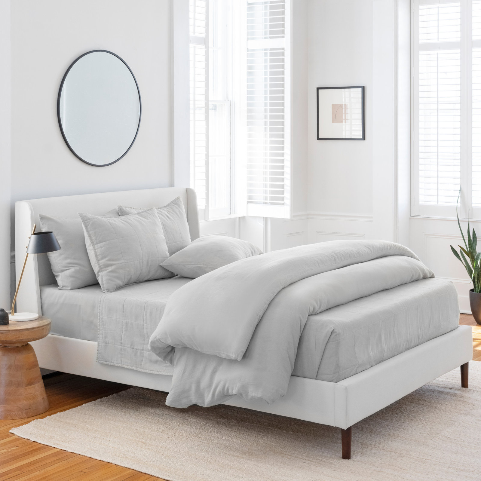 Kamau Linen Quilt Set, Full/Queen, Storm Cloud