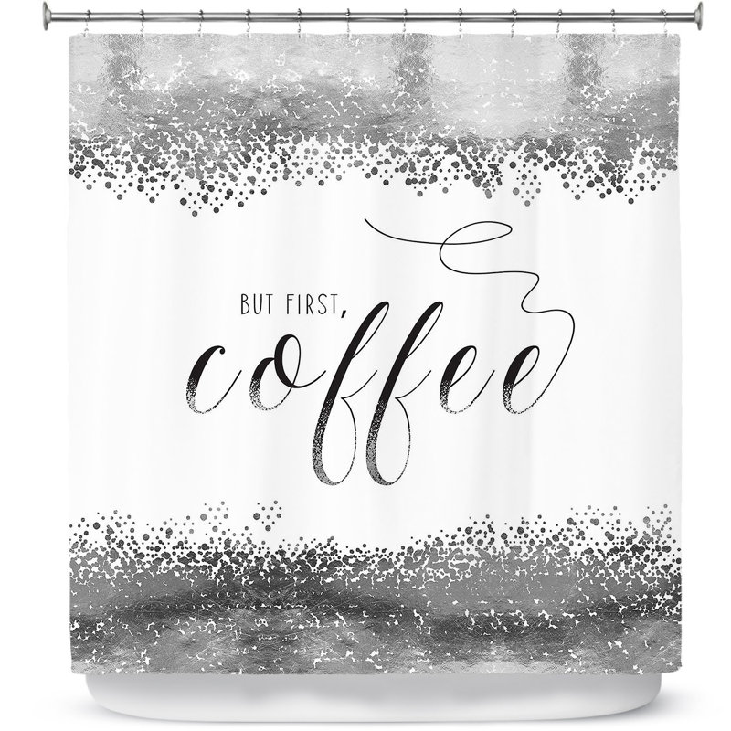 Rideau de douche simple, mais first coffee, Bleu marine