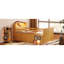 Lit mezzanine simple avec éclairage à DEL et espace de rangement pour tiroirs fonctionnels naturels-397766112