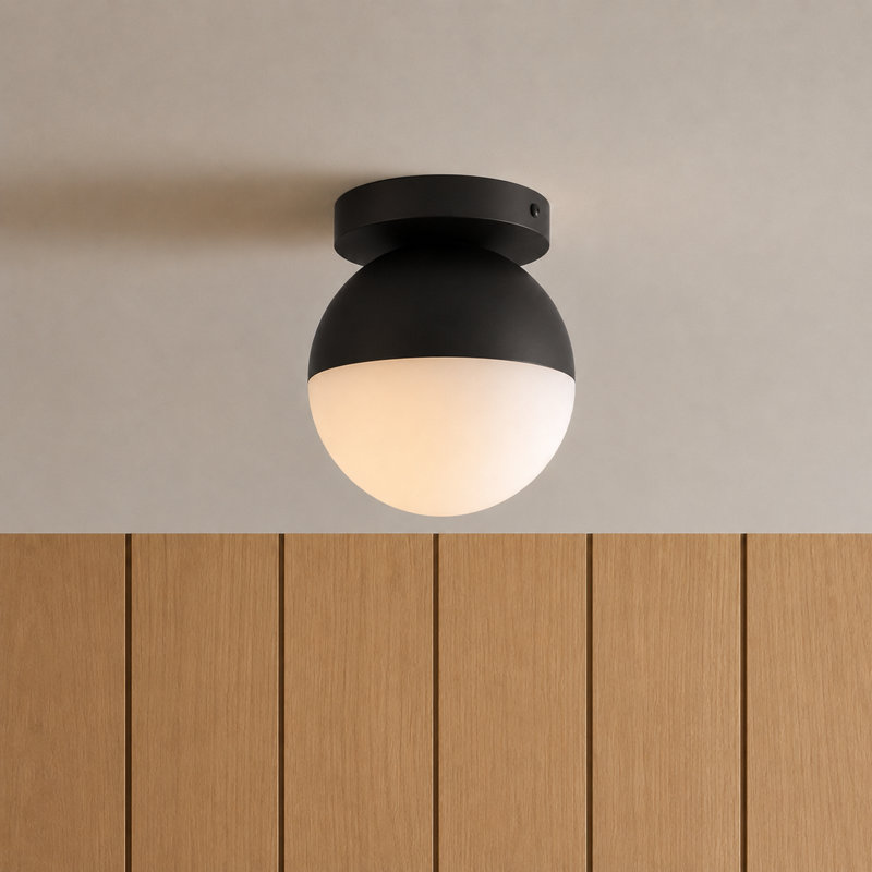 Plafonnier encastré en verre Monae, H 6,75 po x l 6 po x P 6 po, Noir