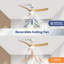 52 Inch Modern Ceiling Fan With 18W LED Light And Remote Control 3 ABS Blades DC Motor For Bedroom