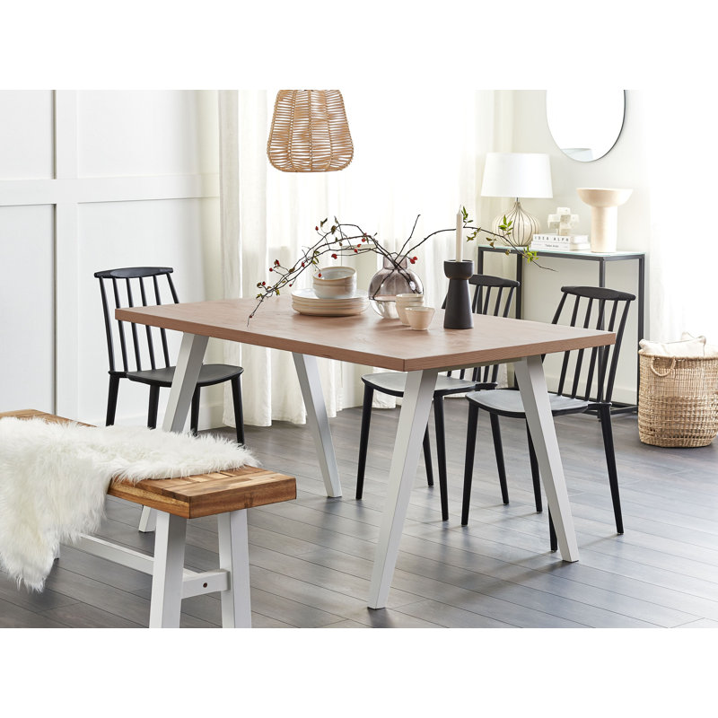 Lilian Rectangular Dining Table with Wood Base, White