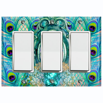 Patterned 3 - Gang Toggle Light Switch Standard Wall Plate