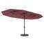 Très grand parasol rectangulaire double face pour patio avec lumières solaires à DEL - Parasol de marché extérieur robuste et résistant aux rayons UV - Base robuste, 8 nervures, inclinaison à bouton-poussoir, manivelle, assemblage facile - Claret