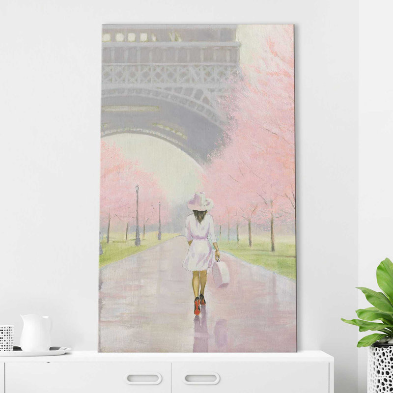 Printemps à Paris I - Peinture, H 30 po x l 18 po x P 1 po, Toile tendue