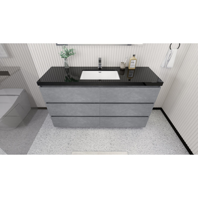 Santrice 59.5'' Single Bathroom Vanity with Acrylic Top, Cement Gray