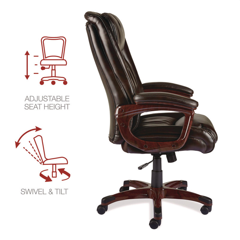 Darnick Executive Swivel Office Chair with Fixed Arms in Brown Leather