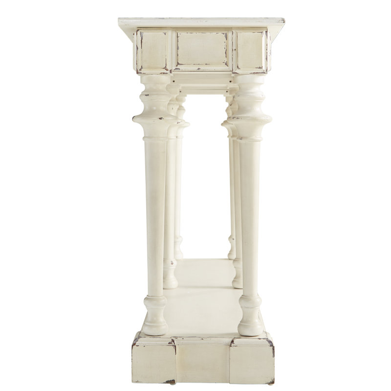 White Distressed Wood Console Table with Storage Drawers