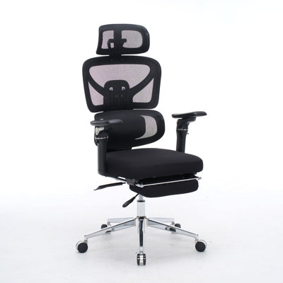 Fauteuil de bureau ergonomique avec support lombaire à massage, appui-tête 4D et accoudoirs 5D, dossier réglable haut et profondeur d'assise