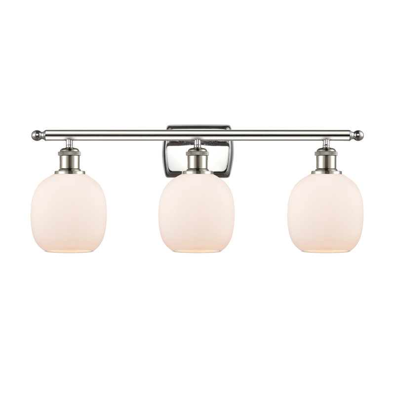 Éclairage de salle de bain à intensité variable 3 lumières Carlucci, Ampoule incandescente rétro de 60 watts, Blanc mat
