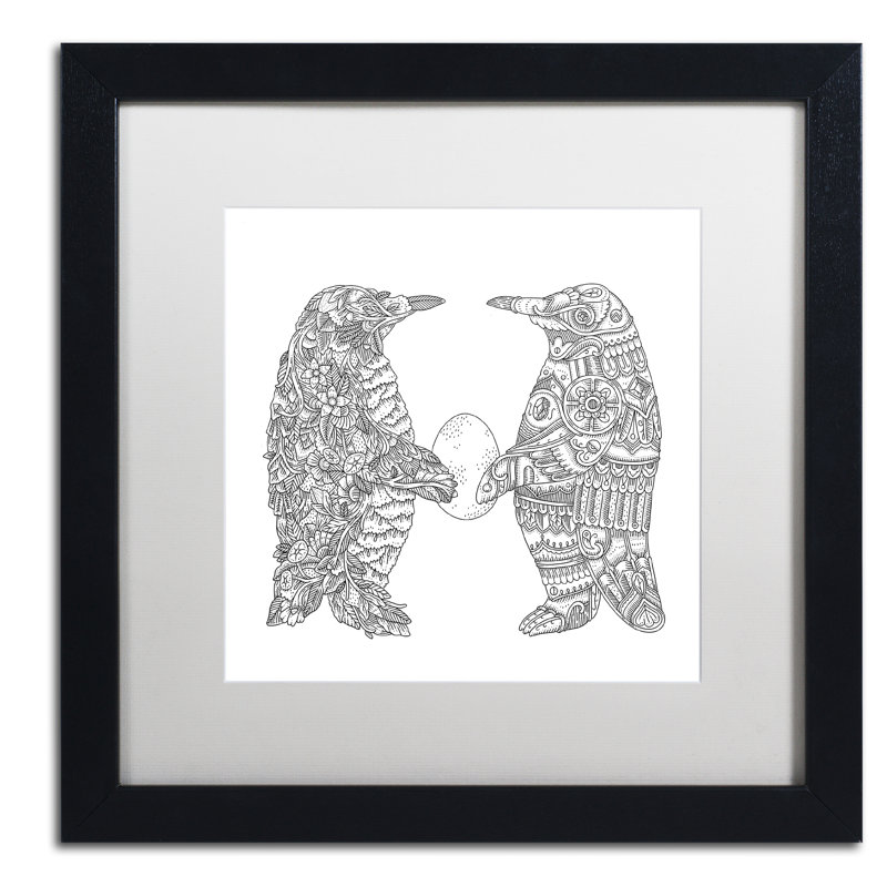 Chouquer «Penguin Lovers», impression sur toile encadrée, Blanc, H 16 po x l 16 po x P 0,5 po