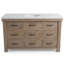 55 po Meuble-lavabo simple de style campagnard en bois naturel avec plateau en marbre blanc assemblé-1609686958