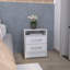Table de chevet H 23,6 po, avec 2 tiroirs et 1 tablette, blanc-1300218066