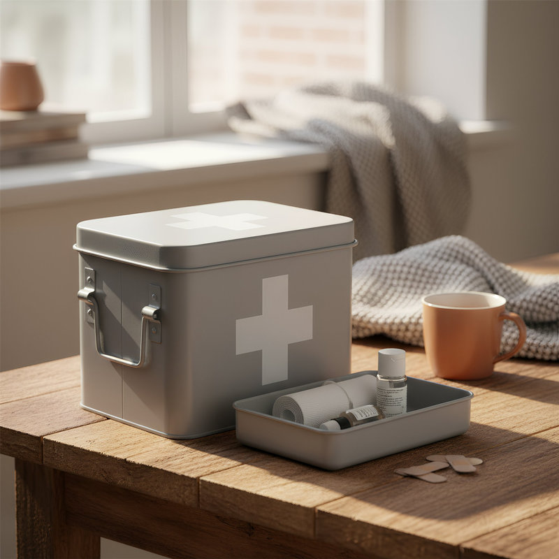 Harbour Housewares Vintage Metal First Aid Box - 29cm, Grey